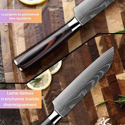 Couteau de cuisine professionnel japonais Santoku 5 Pouces